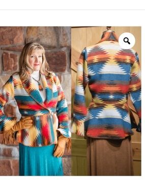Rhonda Stark New Mexico Blanket Flounce Jacket in Sunny Daze Small